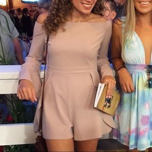 Off the Shoulder Mauve Romper Bell Sleeves Large